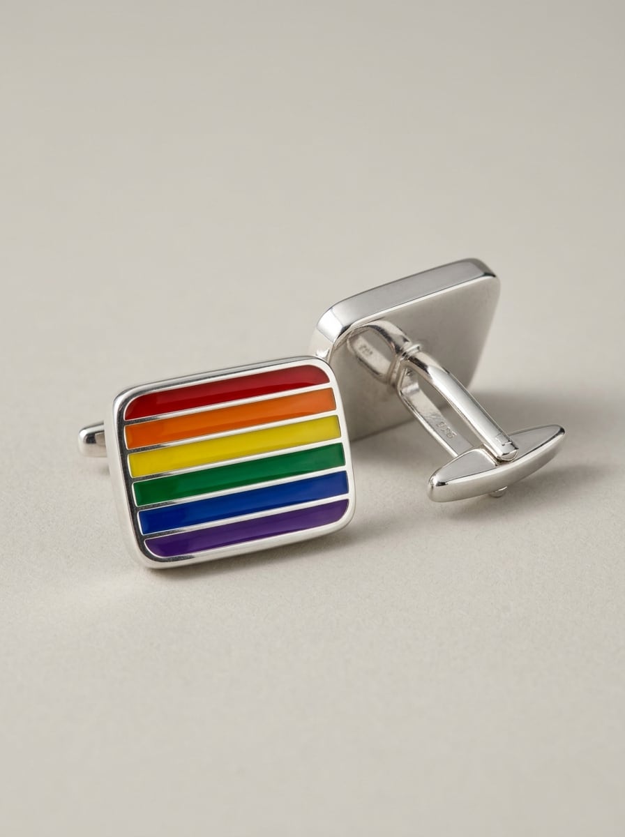 Enamel Flag Cufflinks, Sterling Silver, design render