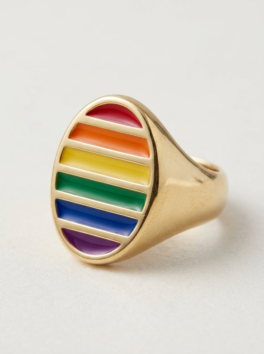 Engraved Pride Signet Ring, 18k Gold, design render